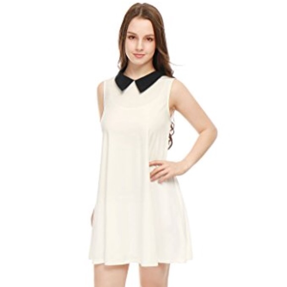 Boutique Dresses & Skirts - PeterPan Black Collar Sleeveless Jersey Mini Dress